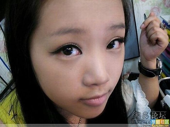Asian Eye Makeup Before And After. Asian Girl Before and After