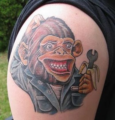 funny monkey. Funny Monkey Tattoos (20 pics)