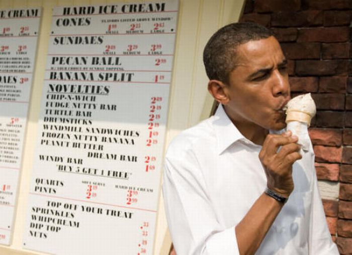justin bieber eating ice cream. Barack Obama World