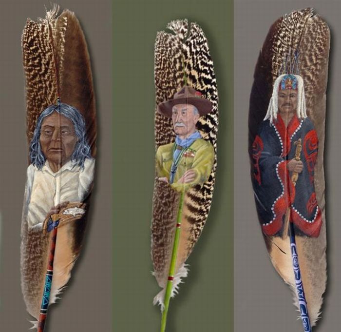Painting on feathers (10 pics)