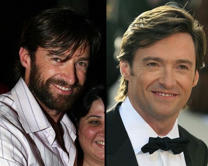 Celebreties with and without beards (12 pics)